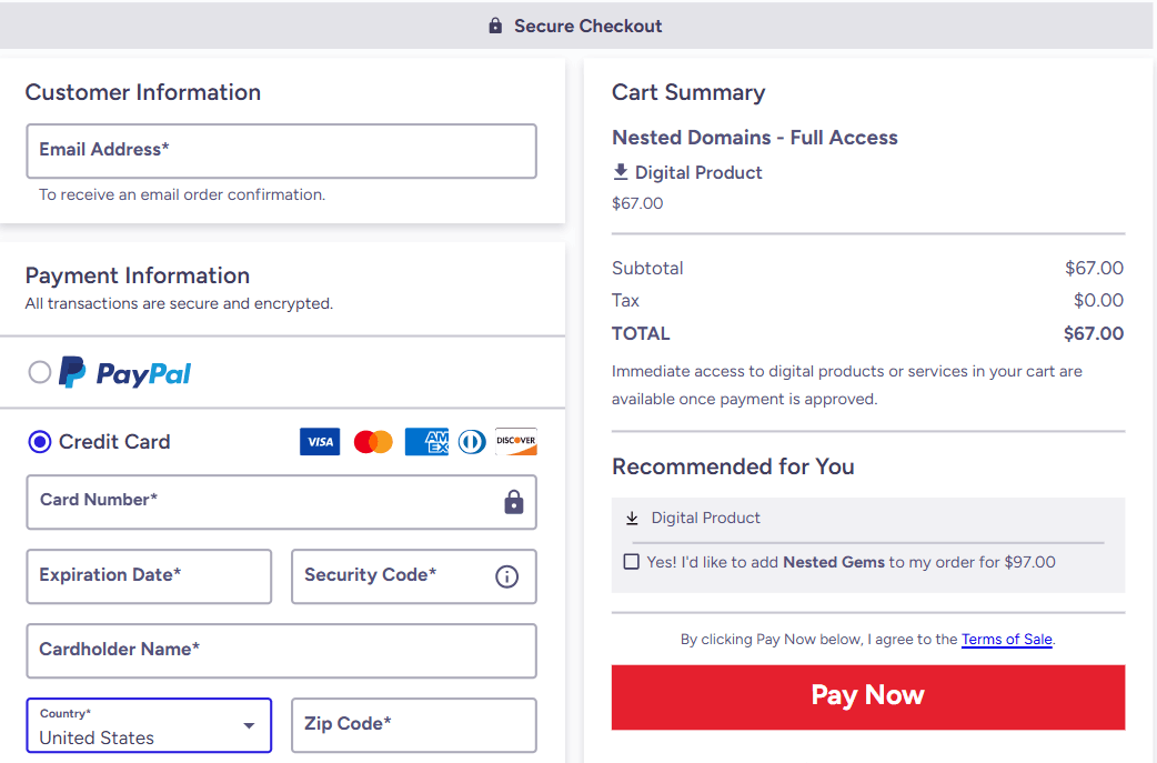 Fast Wealth Checkout Page